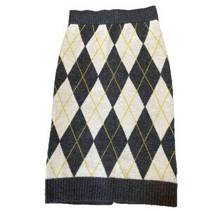 PRINGLE of Scotland x H&M Women's Argyle Midi Skirt Size L Gray Knit Preppy